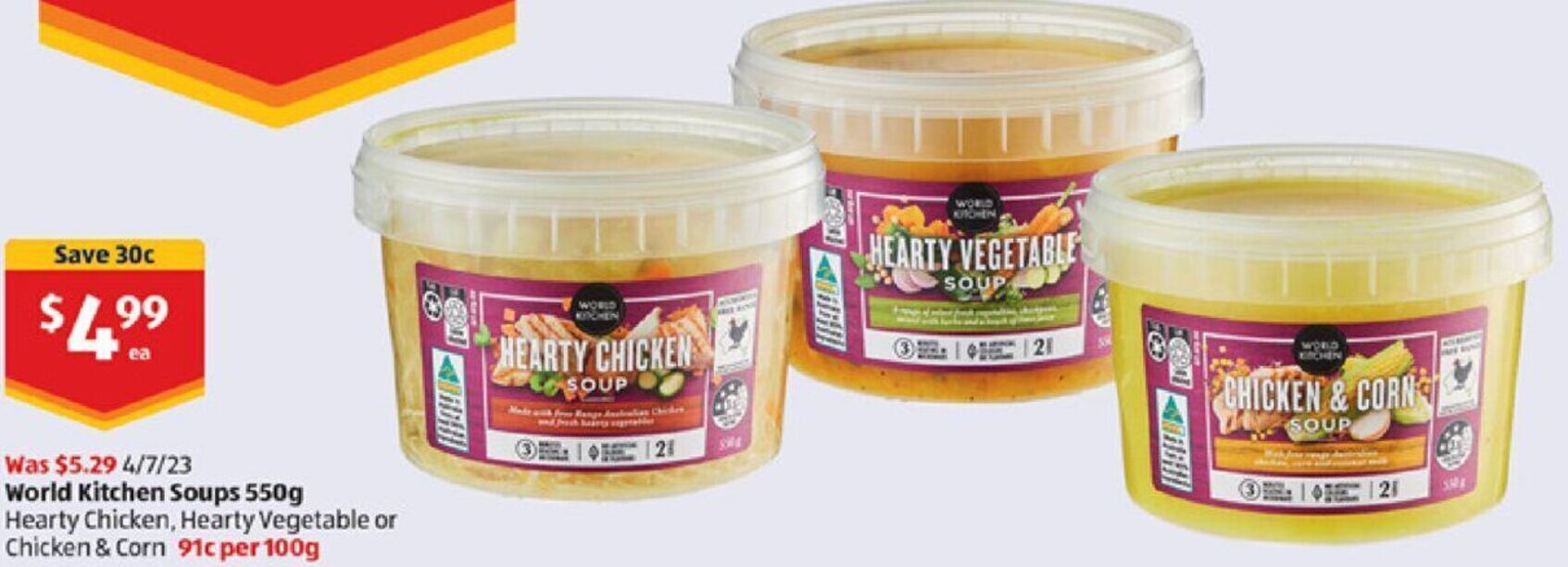 World Kitchen Soups 550g Hearty Chicken, Hearty Vegetable or Chicken