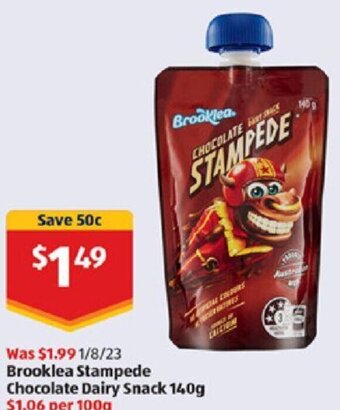 ALDI Brooklea Stampede Chocolate Dairy Snack 140g offer