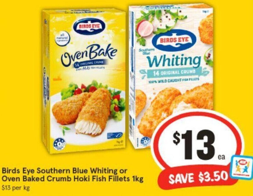 Birds Eye Southern Blue Whiting or Oven Baked Crumb Hoki Fish Fillets