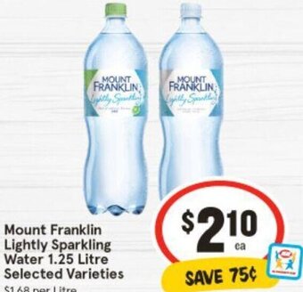 IGA Mount Franklin Lightly Sparkling Water 1.25 Litre Selected Varieties offer