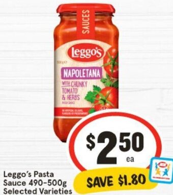 IGA Leggo's Pasta Sauce 490-500g Selected Varieties offer