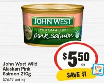 IGA John West Wild Alaskan Pink Salmon 210g offer