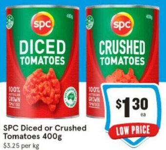 IGA SPC Diced or Crushed Tomatoes 400g offer