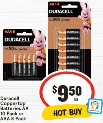 IGA Duracell Coppertop Batteries AA 10 Pack or AAA 8 Pack offer