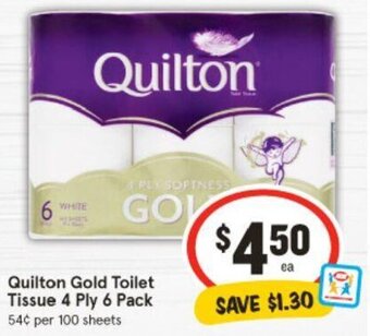 IGA Quilton Gold Toilet Tissue 4 Ply 6 Pack offer