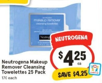 IGA Neutrogena Makeup Remover Cleansing Towelettes 25 Pack offer