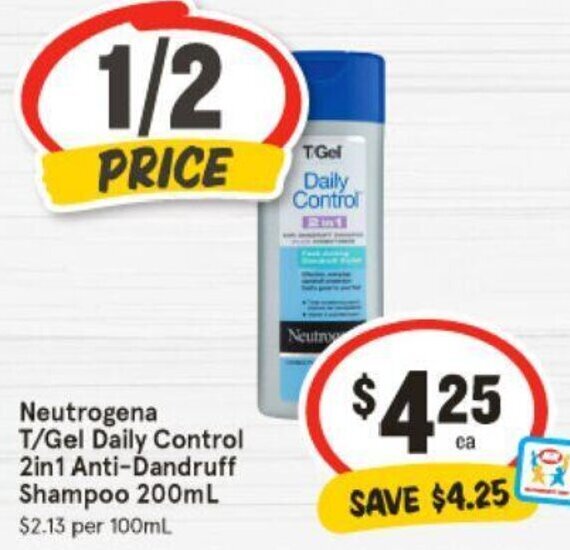 Neutrogena T/Gel Daily Control 2in1 AntiDandruff Shampoo 200mL offer