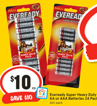 IGA Eveready Super Heavy Duty AA or AAA Batteries 24 Pack offer
