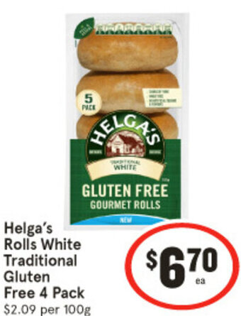 IGA Helga's Rolls White Traditional Gluten Free 4 Pack offer