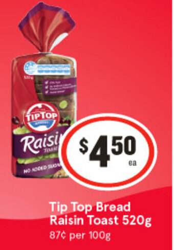 IGA Tip Top Bread Raisin Toast 520g offer