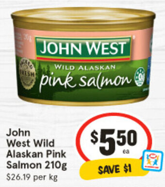 IGA John West Wild Alaskan Pink Salmon 210g offer