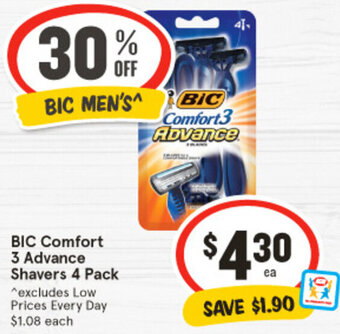 IGA BIC Comfort 3 Advance Shavers 4 Pack offer
