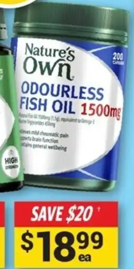 Cincotta Chemist *NATURES Own Odourless Fish Oil 1500mg 200 Capsule offer