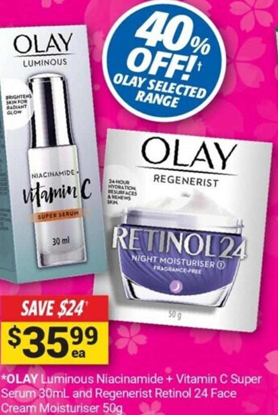 *OLAY Luminous Niacinamide + Vitamin C Super Serum 30mL and Regenerist