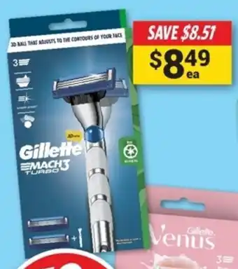 Cincotta Chemist *GILLETTE Mach3 Turbo Razor + 2 Blades offer