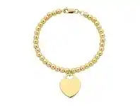Bevilles Jewellery 9ct Yellow Gold Silver Infused Rolo Bead Bracelet offer