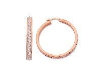 Bevilles Jewellery 9ct Rose Gold Silver Infused Cubic Zirconia Hoop Earrings-35mm offer