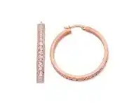 9ct Rose Gold Silver Infused Cubic Zirconia Hoop Earrings-35mm