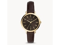 Bevilles Jewellery Fossil Jacqueline Gold Watch with Dark Brown Leather Band ES4969 offer