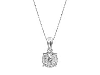 Bevilles Jewellery Cluster Halo Necklace with 0.45ct of Diamonds in 10ct White Gold offer