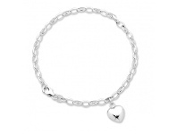 Bevilles Jewellery 9ct White Gold Silver Infused Heart Charm Bracelet offer