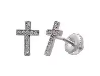 Children's Cross Earrings in Sterling Silver