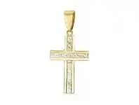 Bevilles Jewellery 9ct Yellow Gold Silver Infused Crystal Cross Pendant offer
