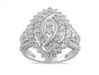 Bevilles Jewellery Brilliant Claw and Fancy Surround Marquise Shape Ring with 2.00ct of Diamonds in 9ct White Gold offer