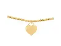 Bevilles Jewellery Yellow Stainless Steel Plain Flat Solid Heart with Ball Bracelet offer