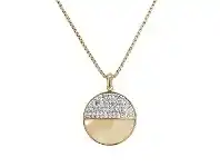 Bevilles Jewellery Yellow Stainless Steel Half Shell Half Crystal Pave Setting Necklace 65+5cm offer