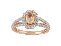 Bevilles Jewellery 9ct Rose Gold Oval Morganite Ring with 0.42ct of Diamonds - N offer