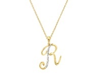 Bevilles Jewellery Diamond Initial Pendants in 9ct Yellow Gold - R offer