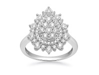 Bevilles Jewellery Miracle Pear Shape Fancy Ring with 1/2ct of Diamonds in Sterling Silver - Q offer