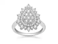 Miracle Pear Shape Fancy Ring with 1/2ct of Diamonds in Sterling Silver - Q