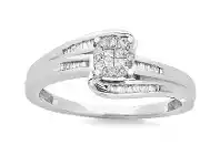 Bevilles Jewellery Invisible Princess Ring with 1/5ct of Diamonds in 9ct White Gold - Q offer