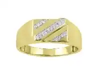 Bevilles Jewellery Men's Ring with 0.10ct of Diamonds in 9ct Yellow Gold offer