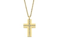 Bevilles Jewellery Stainless Steel Gold Colour Cross Pendant Necklace offer