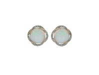 Bevilles Jewellery 9ct Yellow Gold Diamond Set Created Opal Studs offer