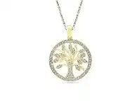 9ct Yellow Gold 0.16ct Diamond Tree Of Life Necklace