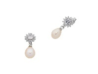 Bevilles Jewellery Sterling Silver Cubic Zirconia and Fresh Water Pearl Drop Earrings offer