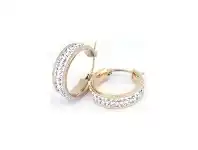 Bevilles Jewellery 20mm Rose Stainless Steel Pave Crystal Hoop Earrings offer