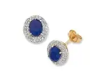 Bevilles Jewellery 9ct Yellow Gold Diamond & Sapphire Earrings offer