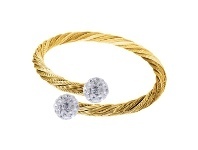 Bevilles Jewellery Stainless Steel Gold Bangle with Crystal Ends offer