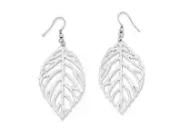 Stainless Steel Open Leaf Hook Earrings