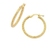 Bevilles Jewellery 9ct Yellow Gold Silver Infused Patterned Hoop Earrings 20mm offer