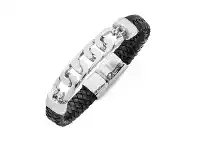 Bevilles Jewellery Mens Stainless Steel Curb Bar & Leather Bangle offer