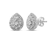 Bevilles Jewellery Sterling Silver Pear Shaped Earrings with 0.15ct of Diamonds offer