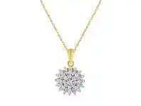 9ct Yellow Gold Cluster Necklace with 0.50ct of Diamonds