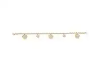 Bevilles Jewellery 9ct Yellow Gold Silver Infused Crystal Heart Charm Bracelet offer