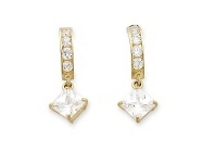 Bevilles Jewellery 9ct Yellow Gold Cubic Zirconia Drop Hoop Earrings offer